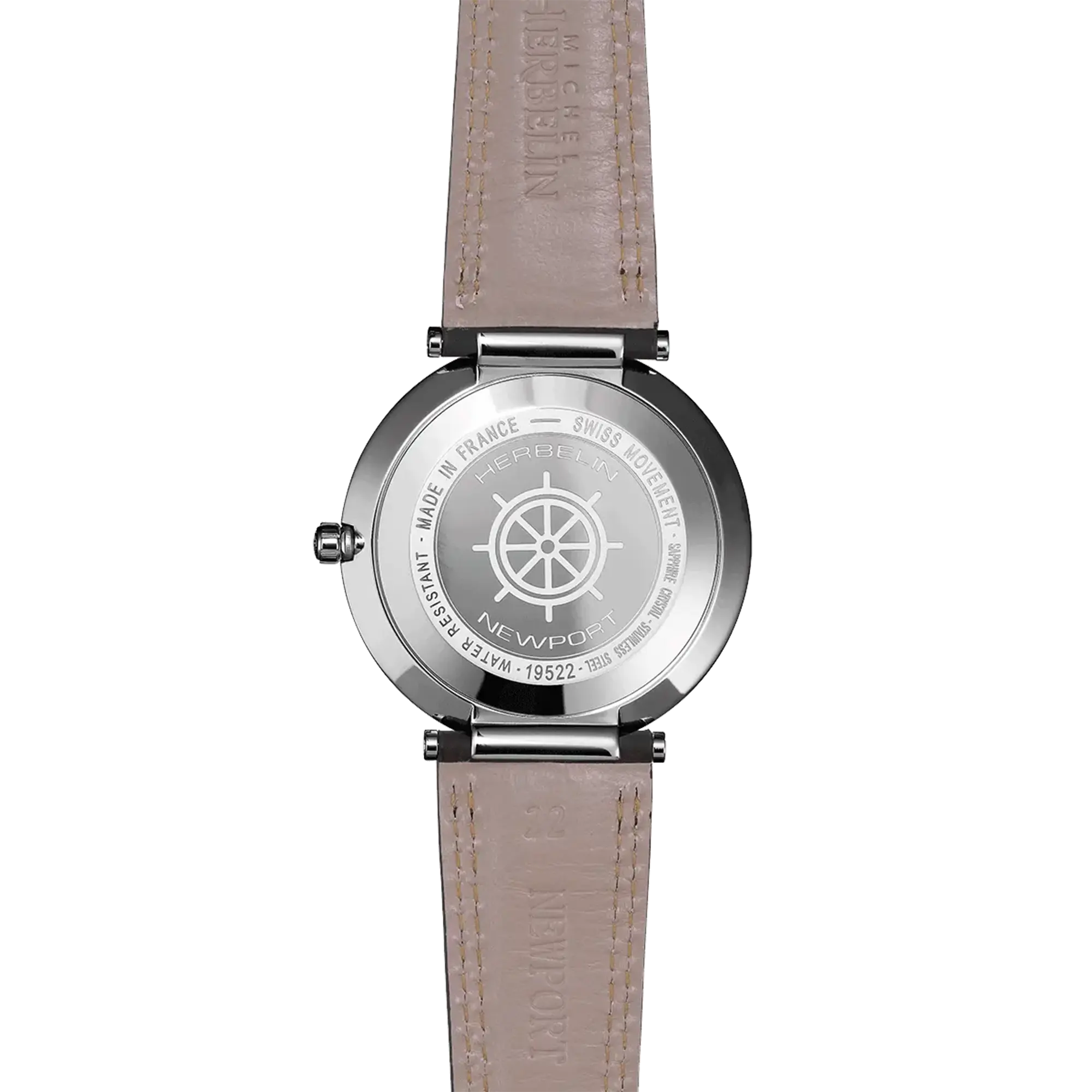 herbelin-newport-slim-homme-40-mm-acier-cuir-noir-quartz-cadran-bleu image 4