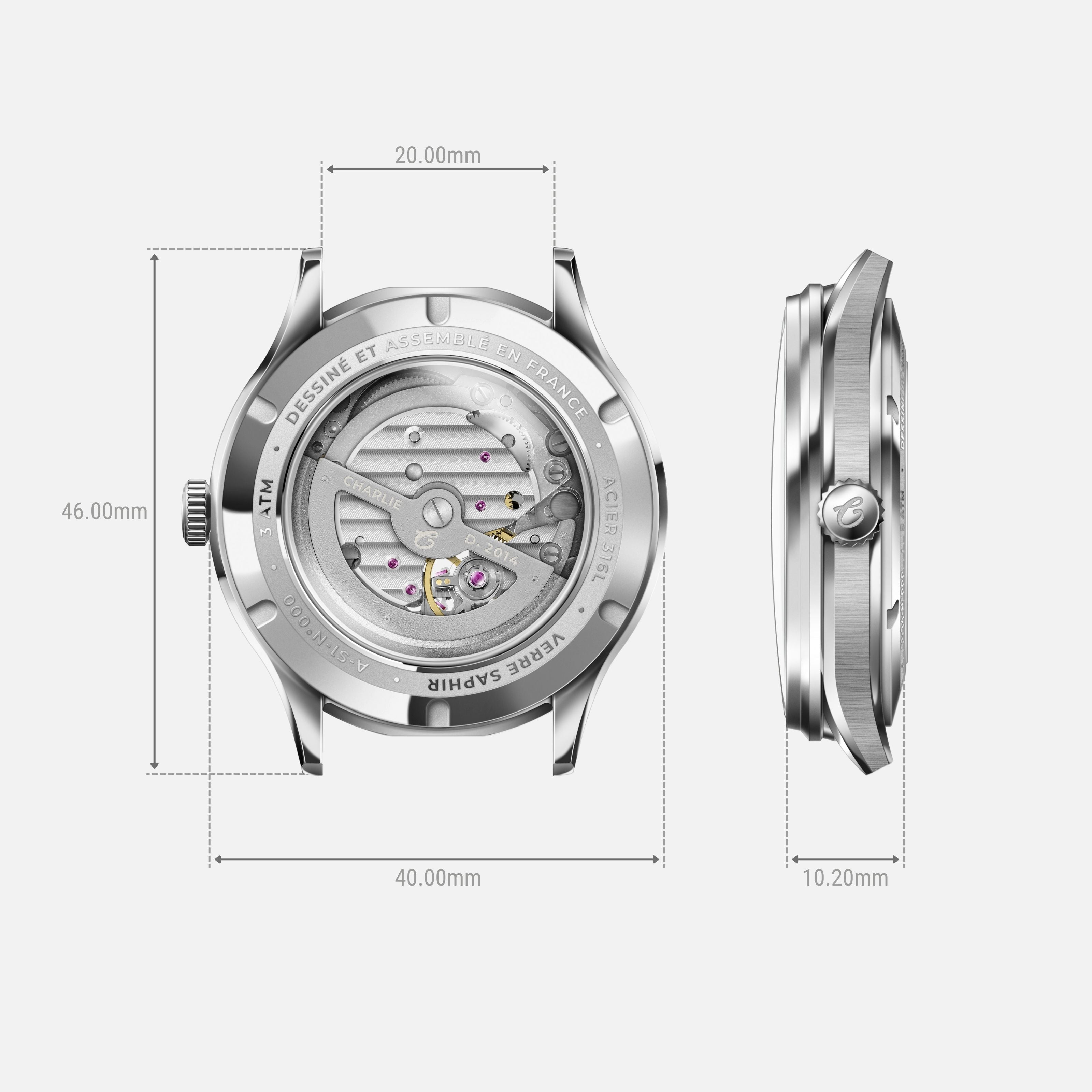 charlie-paris-initial-montre-automatique-c-ur-ouvert-blanc-40mm-acier image 4