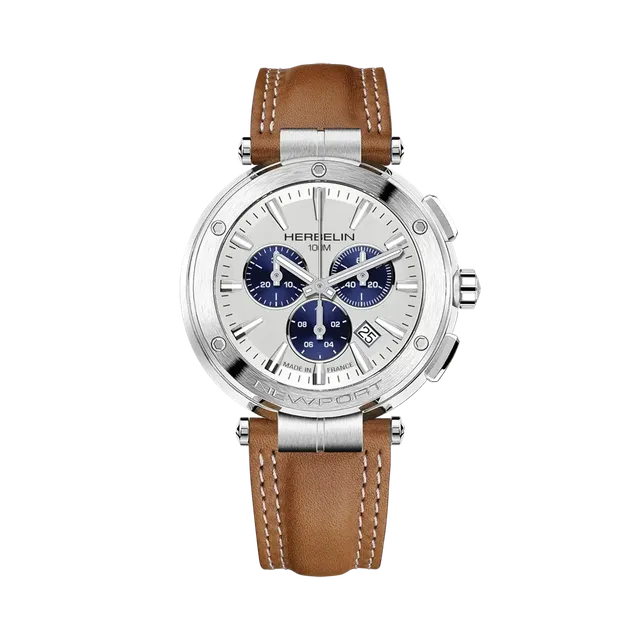 herbelin-newport-chronographe-homme-acier-cuir-camel image 1