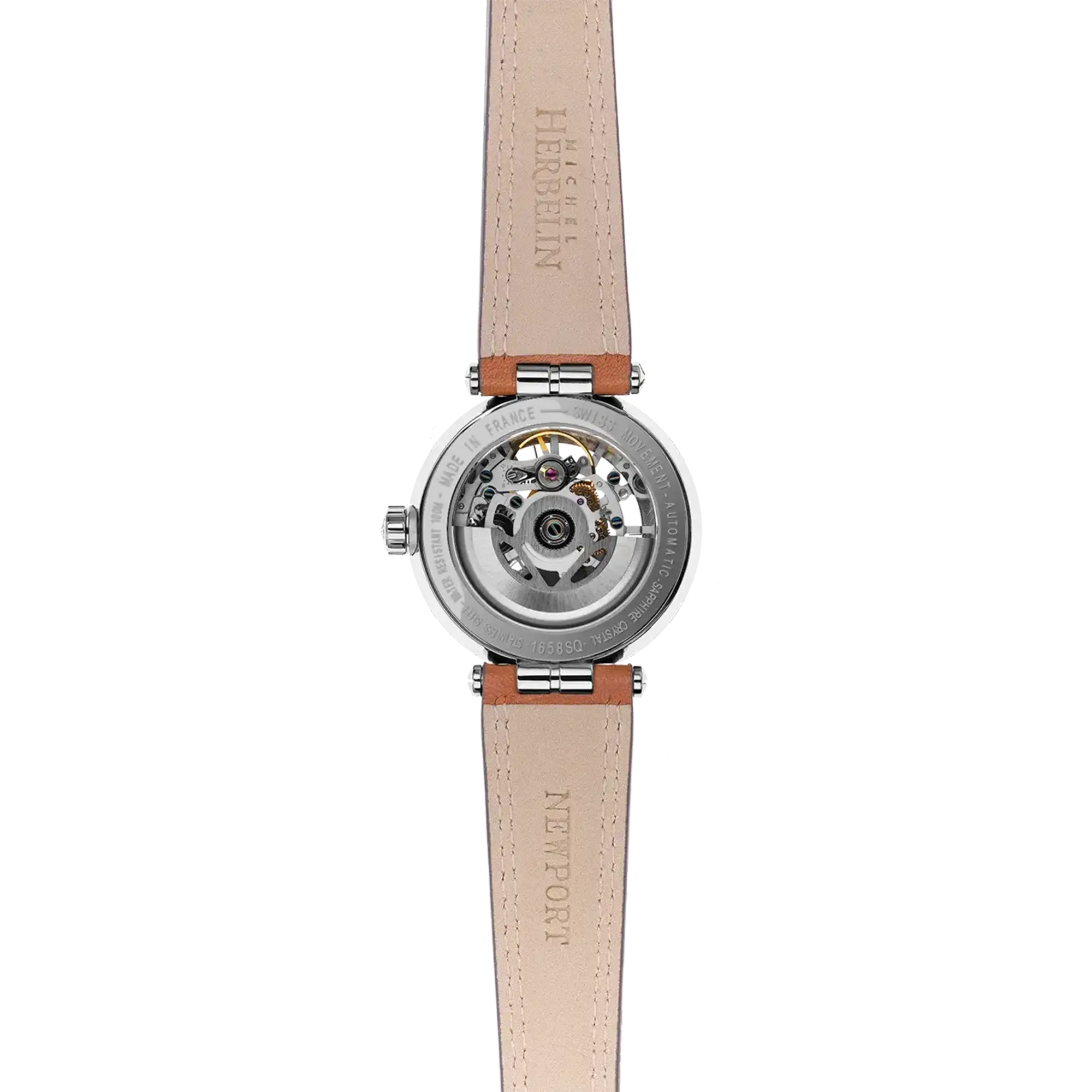 herbelin-newport-squelette-automatique-femme-35-mm-acier-cuir-camel image 4