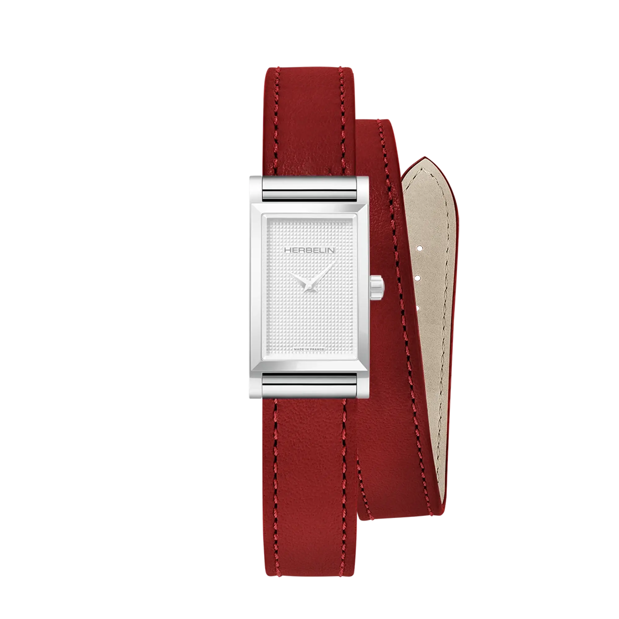 herbelin-antar-s-bracelet-double-tour-cuir-veau-box-rouge-piment image 2