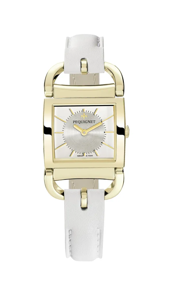 pequignet-equus-attelage-femme-rectangulaire-or-jaune-montre-quartz-argent-solei image 1