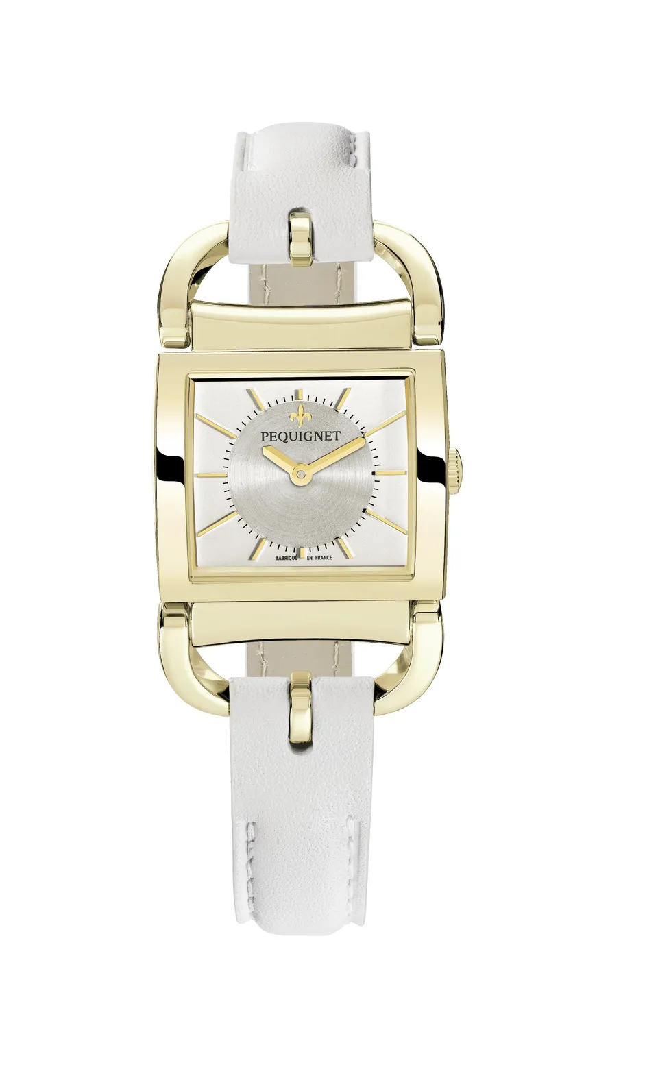 pequignet-equus-attelage-femme-rectangulaire-or-jaune-montre-quartz-argent-solei image 1