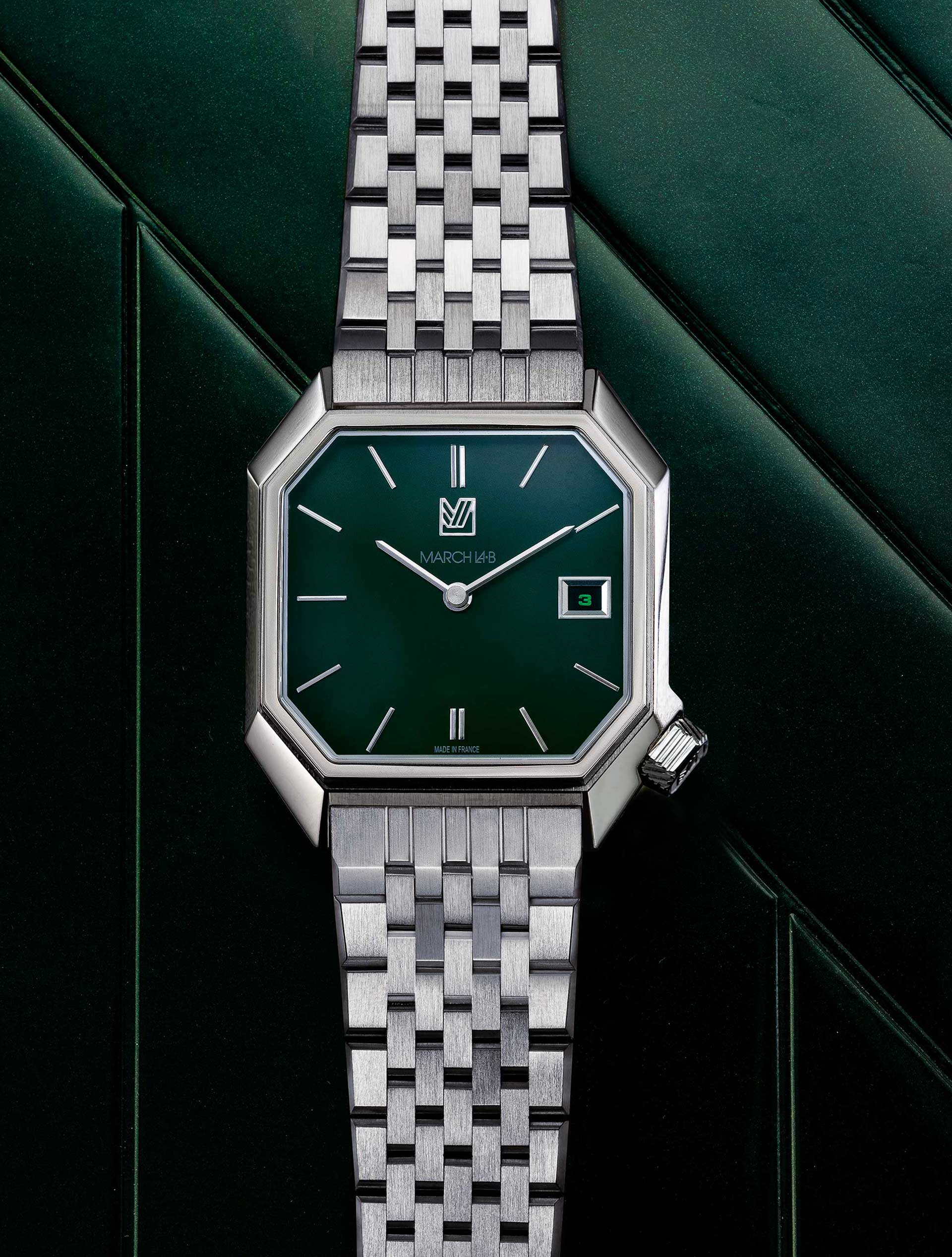 march-la-b-mansart-automatique-grall-date-34-mm-cadran-sabl-vert image 2