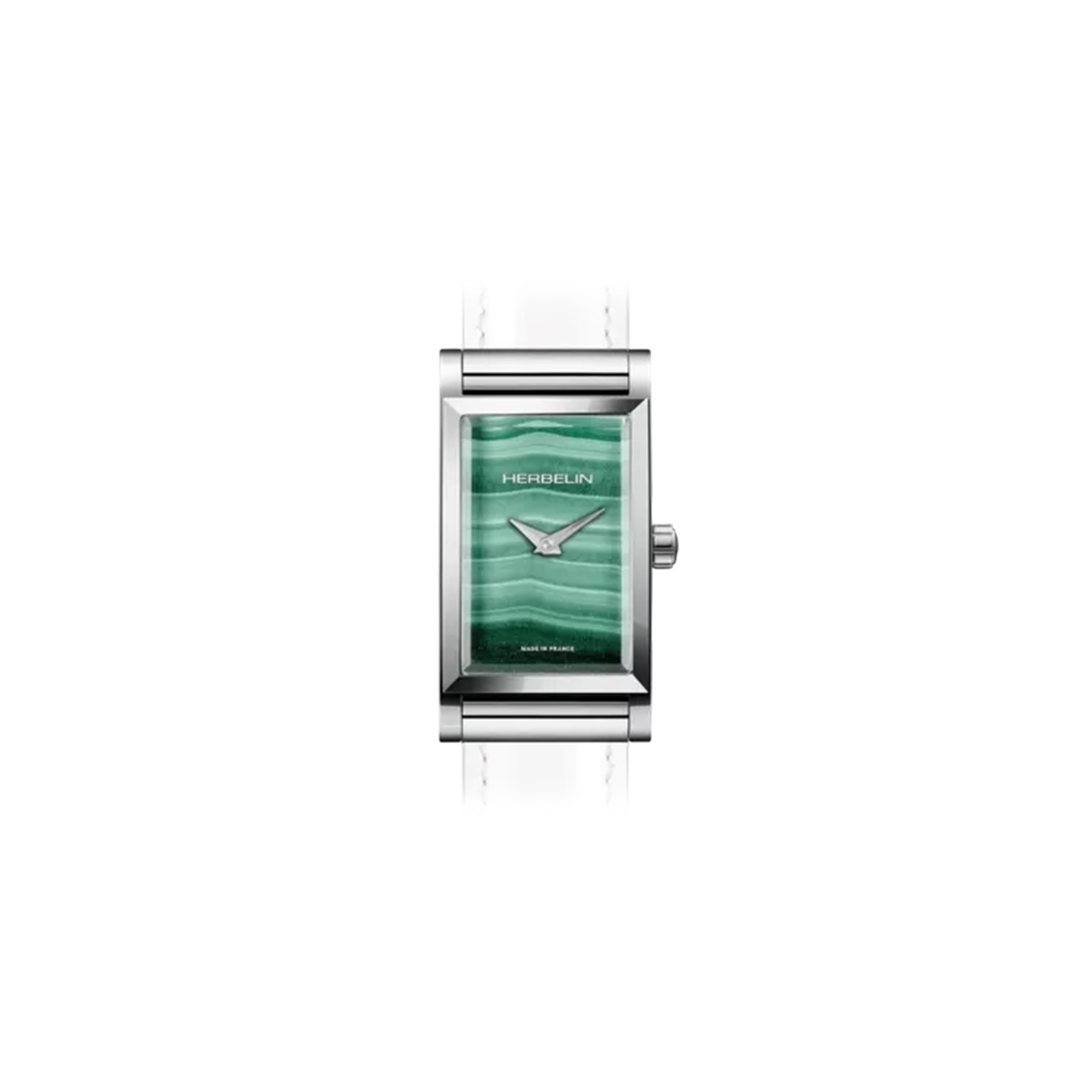 herbelin-antar-s-rectangle-malachite-verte-bo-tier-acier-facette-quartz image 3