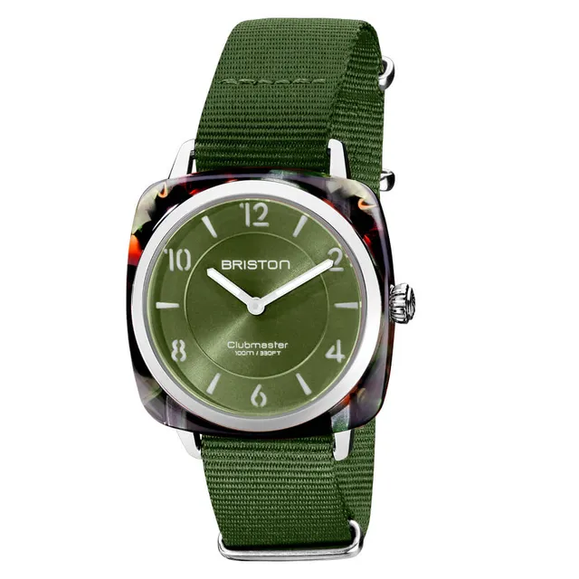 briston-clubmaster-chic-hm-36-mm-vert-olive-quartz-acier-ac-tate image 1