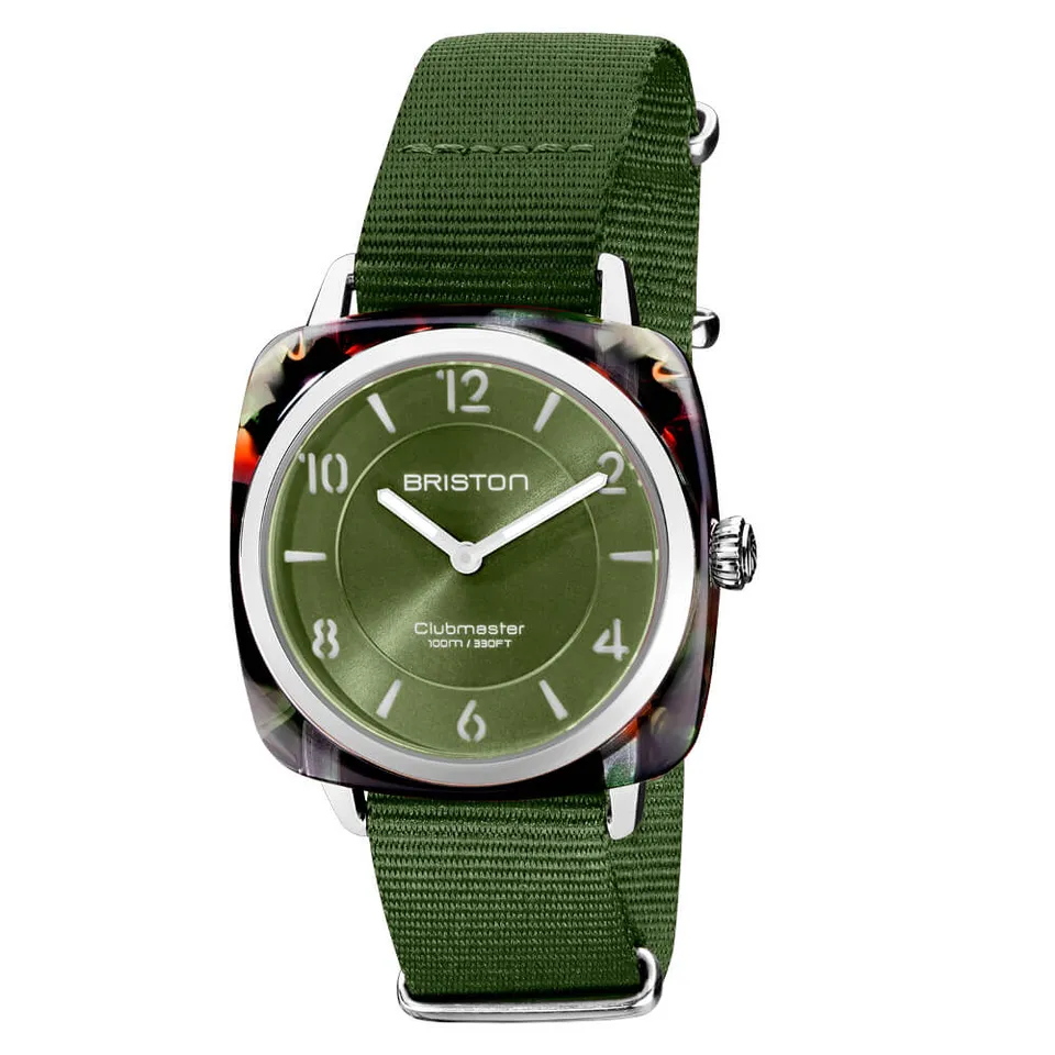 briston-clubmaster-chic-hm-36-mm-vert-olive-quartz-acier-ac-tate image 1