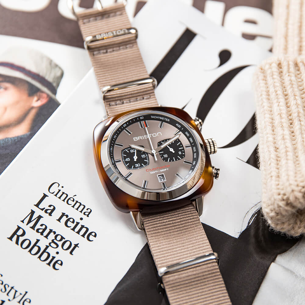 briston-clubmaster-sport-chrono-42-mm-quartz-gris-taupe image 2