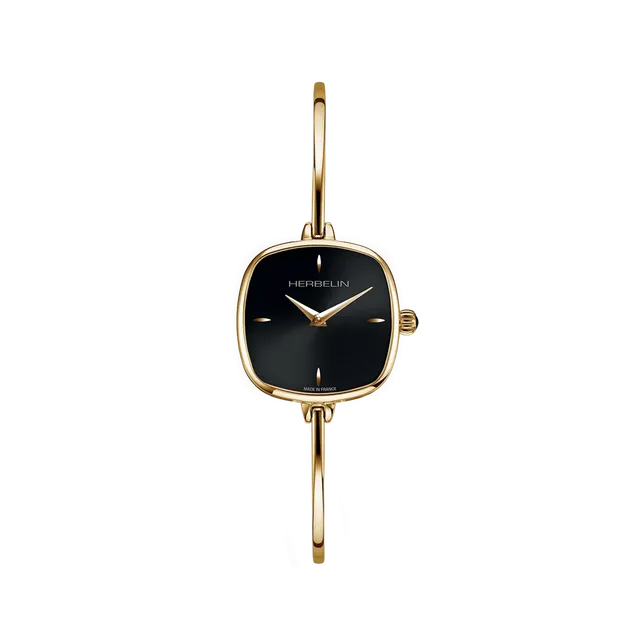 herbelin-fil-quartz-femme-pvd-or-jaune-cadran-noir image 1