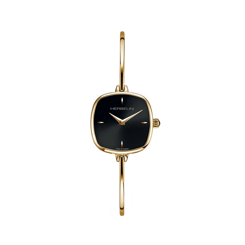 herbelin-fil-quartz-femme-pvd-or-jaune-cadran-noir image 1