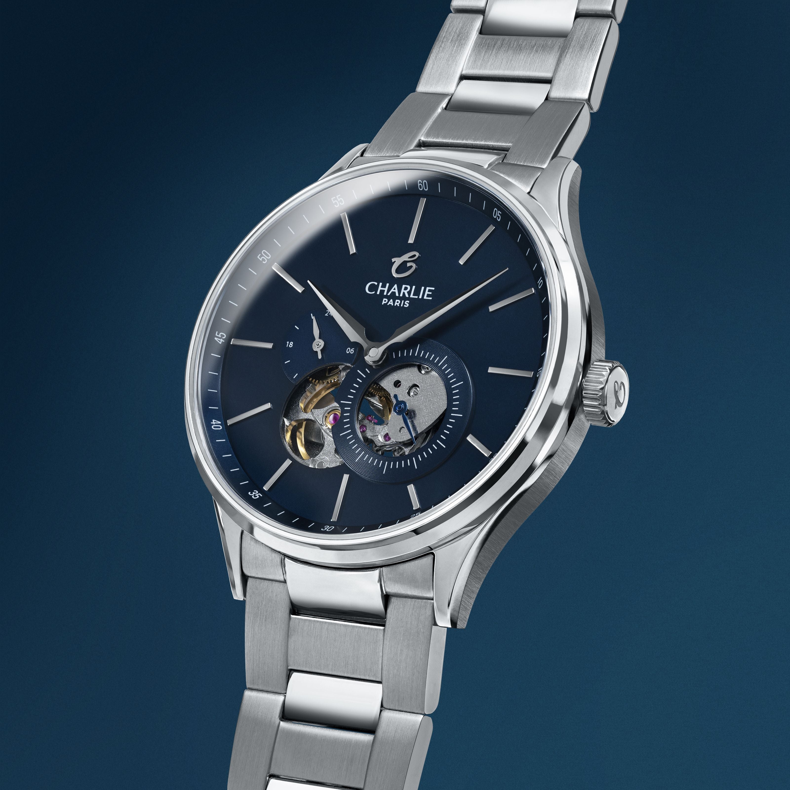 charlie-paris-initial-c-ur-ouvert-montre-automatique-homme-40mm-bleu-2 image 8