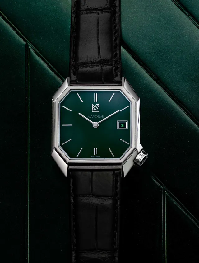 march-la-b-mansart-automatique-grall-date-34-mm-cadran-sabl-vert image 1