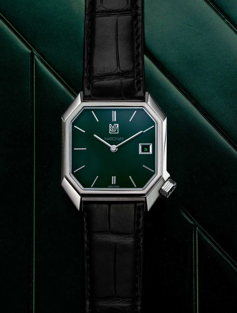 march-la-b-mansart-automatique-grall-date-34-mm-cadran-sabl-vert image 1