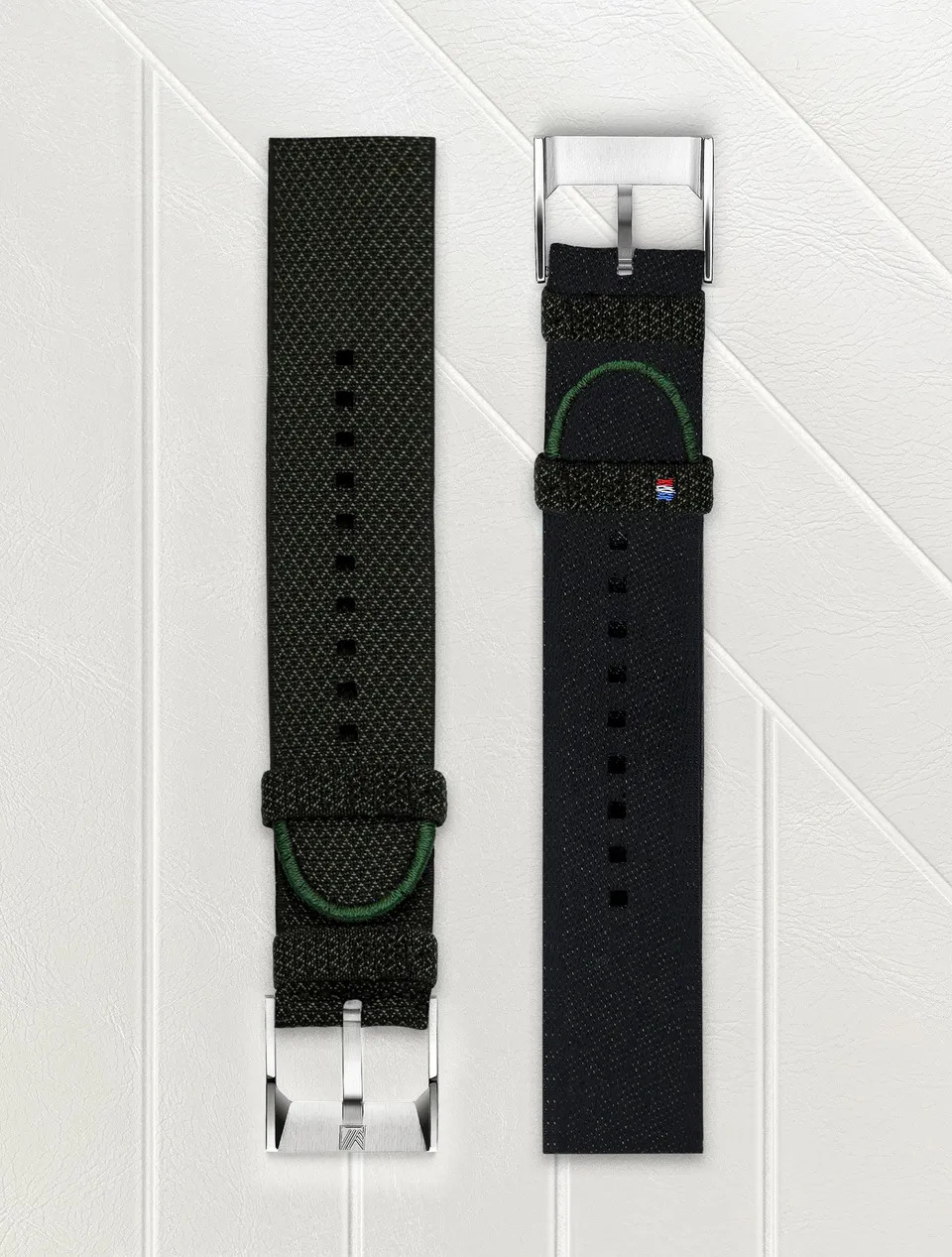 march-la-b-bracelet-tissage-jacquard-julien-faure-vert-kaki-20-22mm image 1