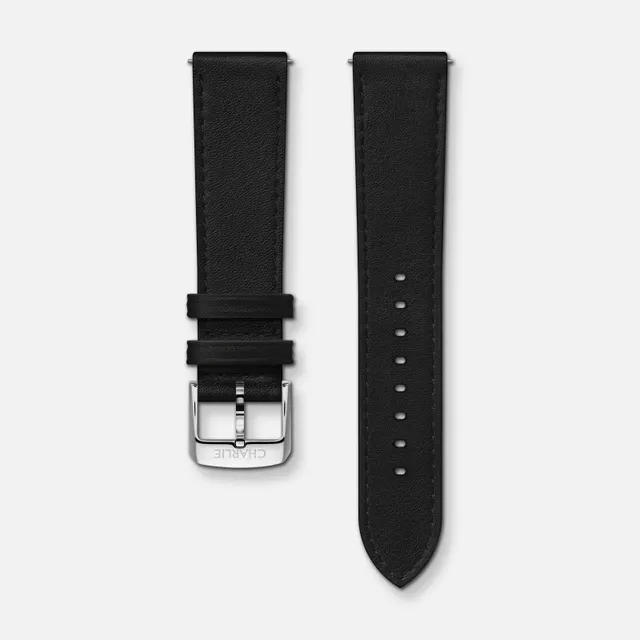 charlie-paris-bracelet-montre-cuir-noir-lisse-20mm-boucle-ardillon image 1