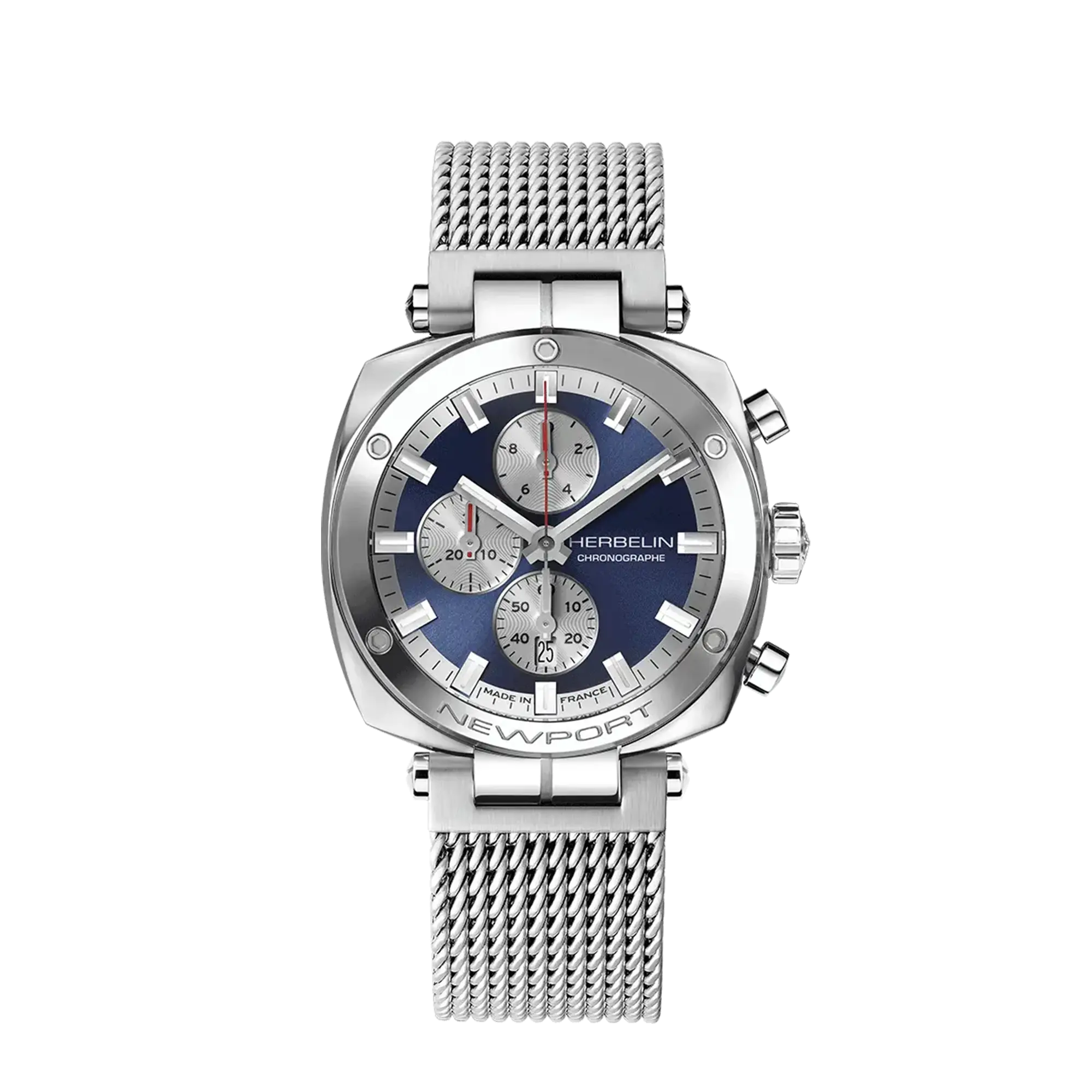 herbelin-newport-h-ritage-chronographe-maille-milanaise-homme image 1