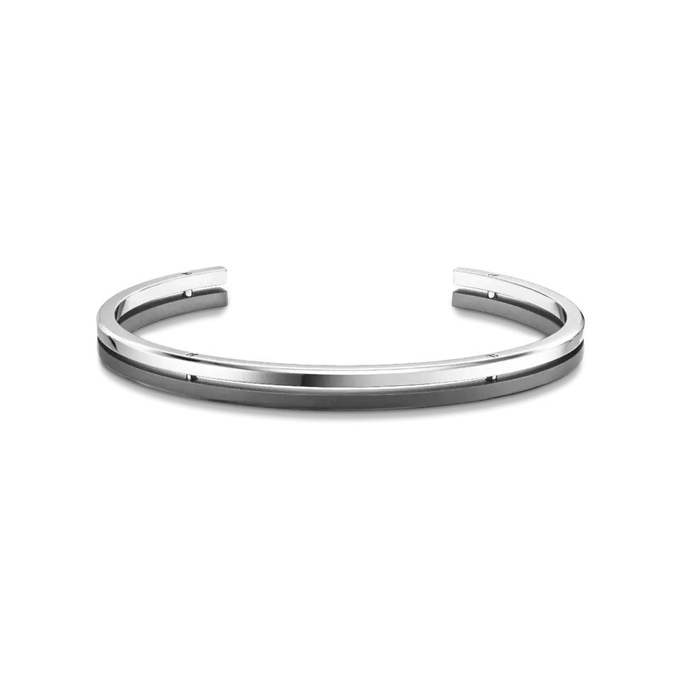 herbelin-jonc-newport-duo-homme-bracelet-acier-poli-titane-sabl-taille-unique image 1