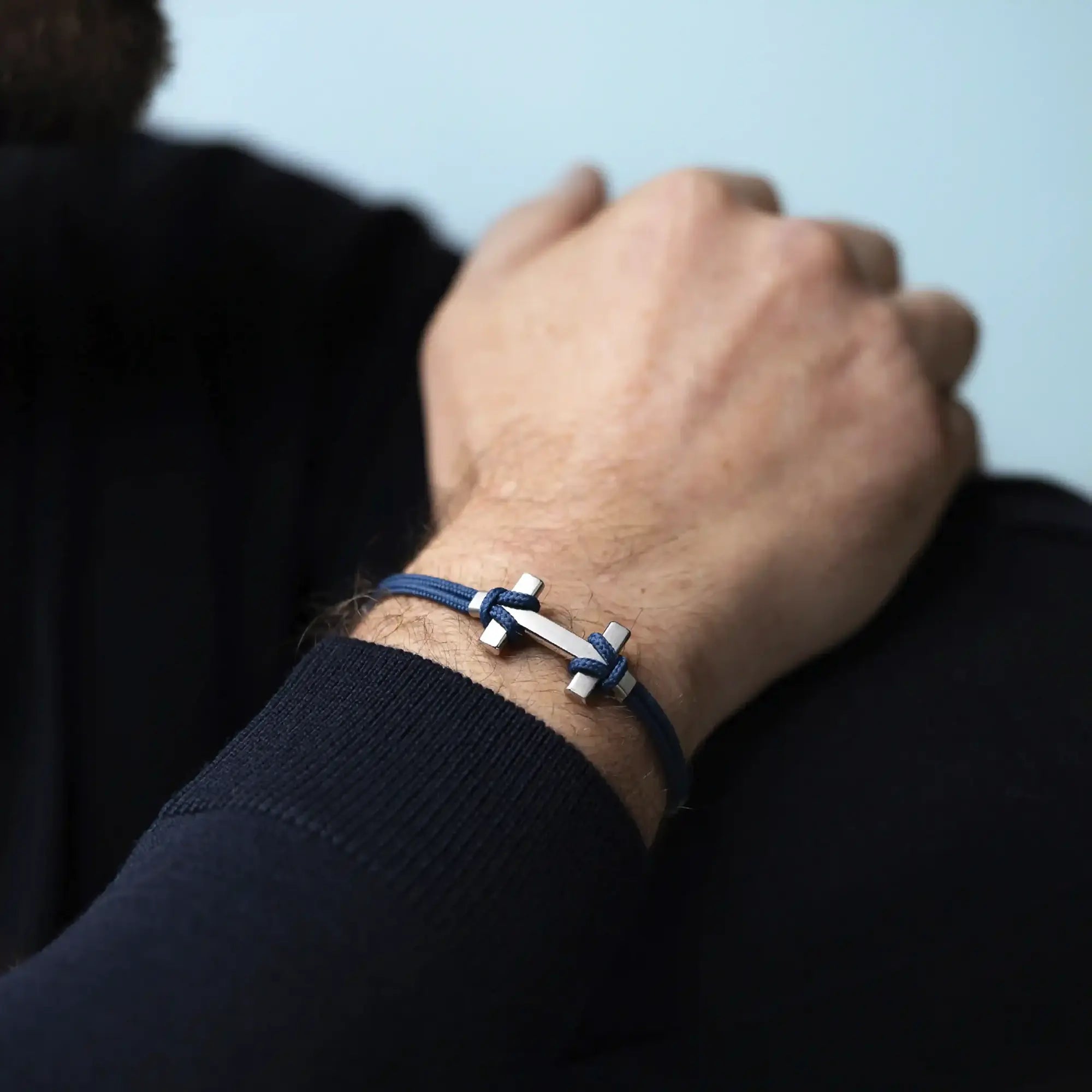 herbelin-bracelet-amarrage-acier-bleu-bijou-homme-nylon-tress image 2