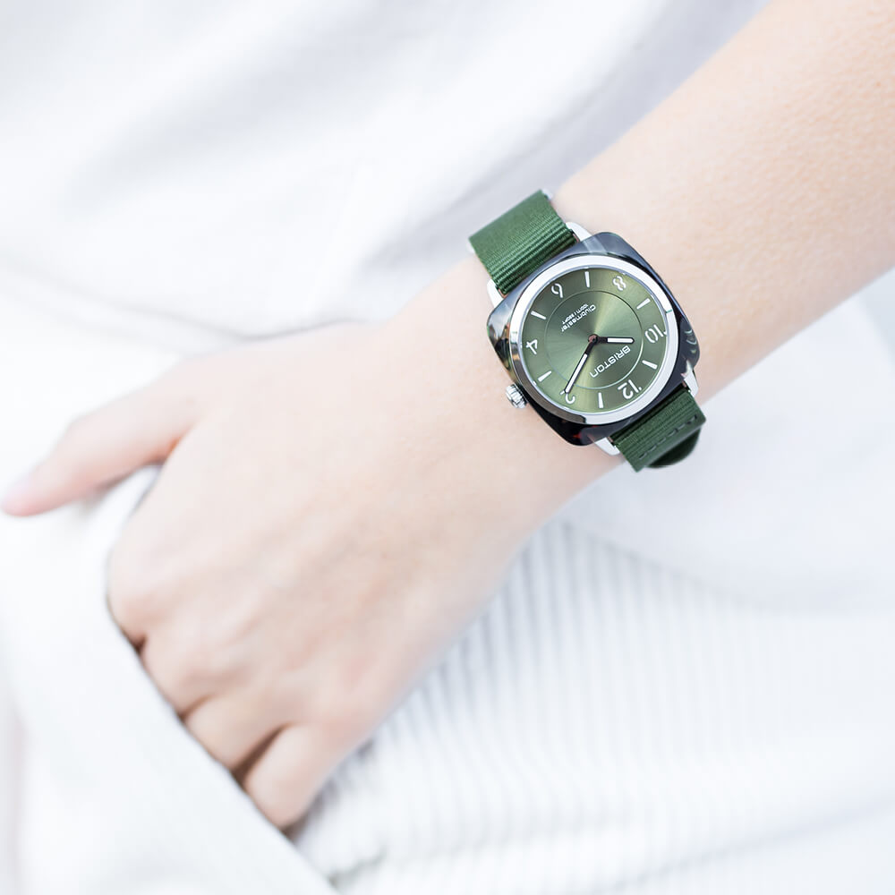 briston-clubmaster-chic-hm-36-mm-vert-olive-quartz-acier-ac-tate image 2