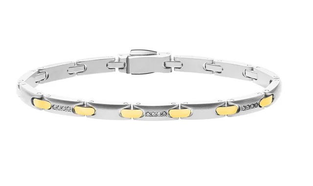 pequignet-moorea-bijou-bracelet-acier-or-jaune-et-diamant image 1