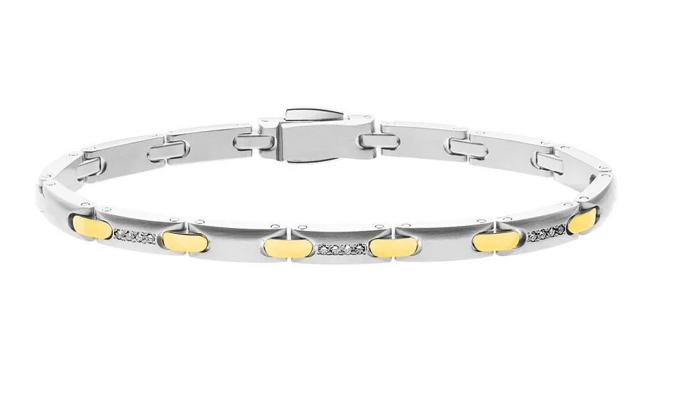 pequignet-moorea-bijou-bracelet-acier-or-jaune-et-diamant image 1