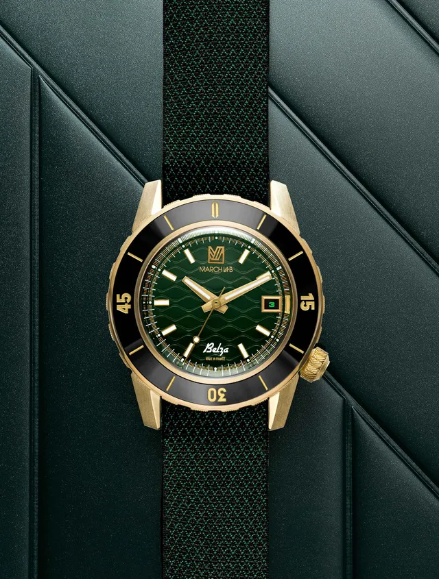 march-la-b-belza-automatique-twin-green-bronze-montre-plongeuse-homme image 1