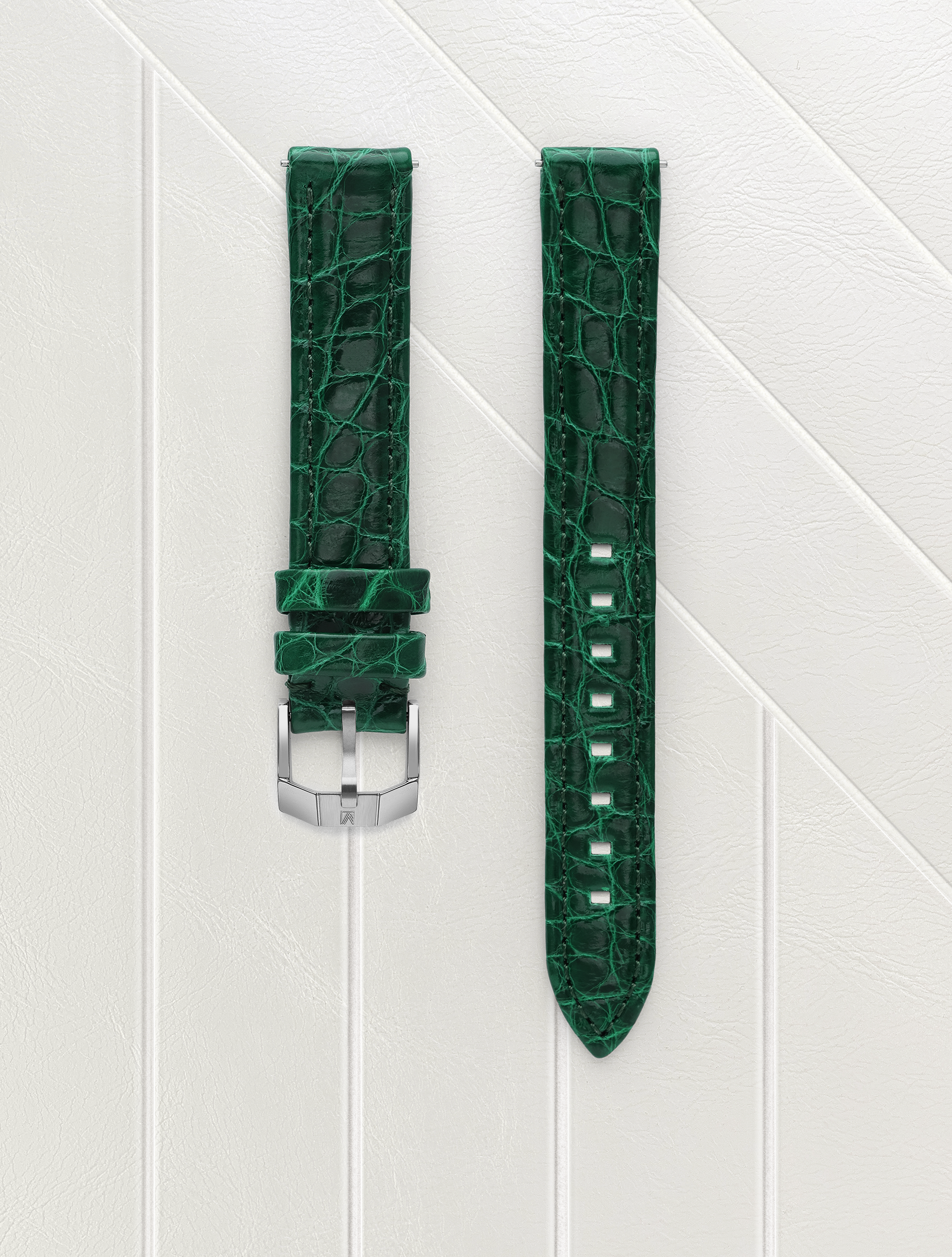 march-la-b-bracelet-alligator-vert-14-mm-femme-compatible-lady-milady-mansart image 1