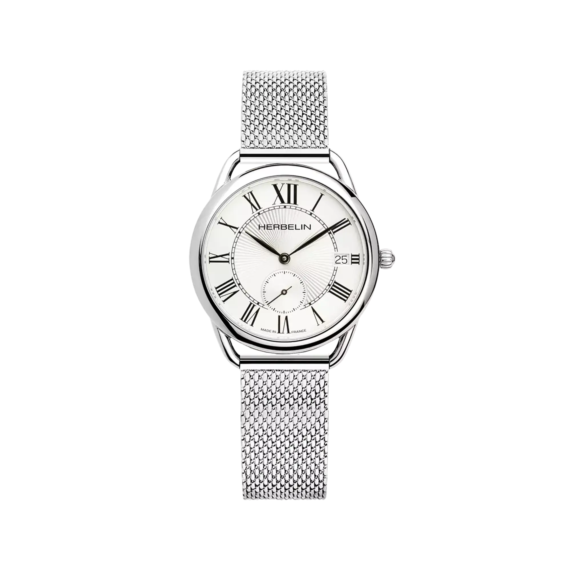 herbelin-quinoxe-petite-seconde-quartz-femme-maille-milanaise-acier image 1
