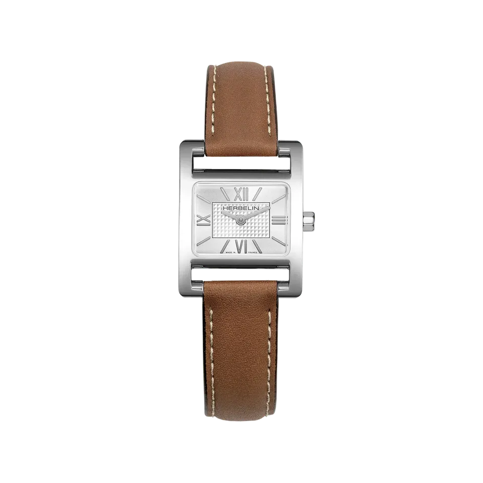 herbelin-ve-avenue-quartz-cuir-camel-index-montre-femme-rectangulaire image 1