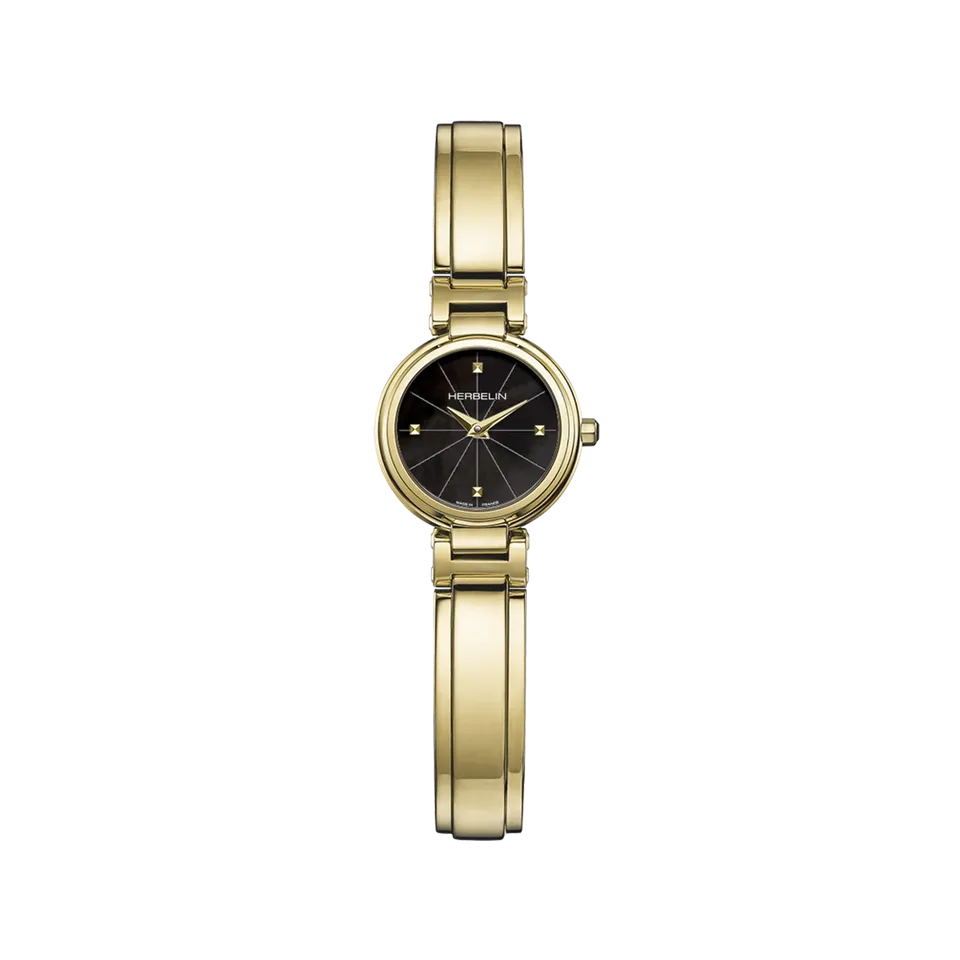 herbelin-lady-h-quartz-montre-femme-pvd-or-jaune-nacre-noire image 1