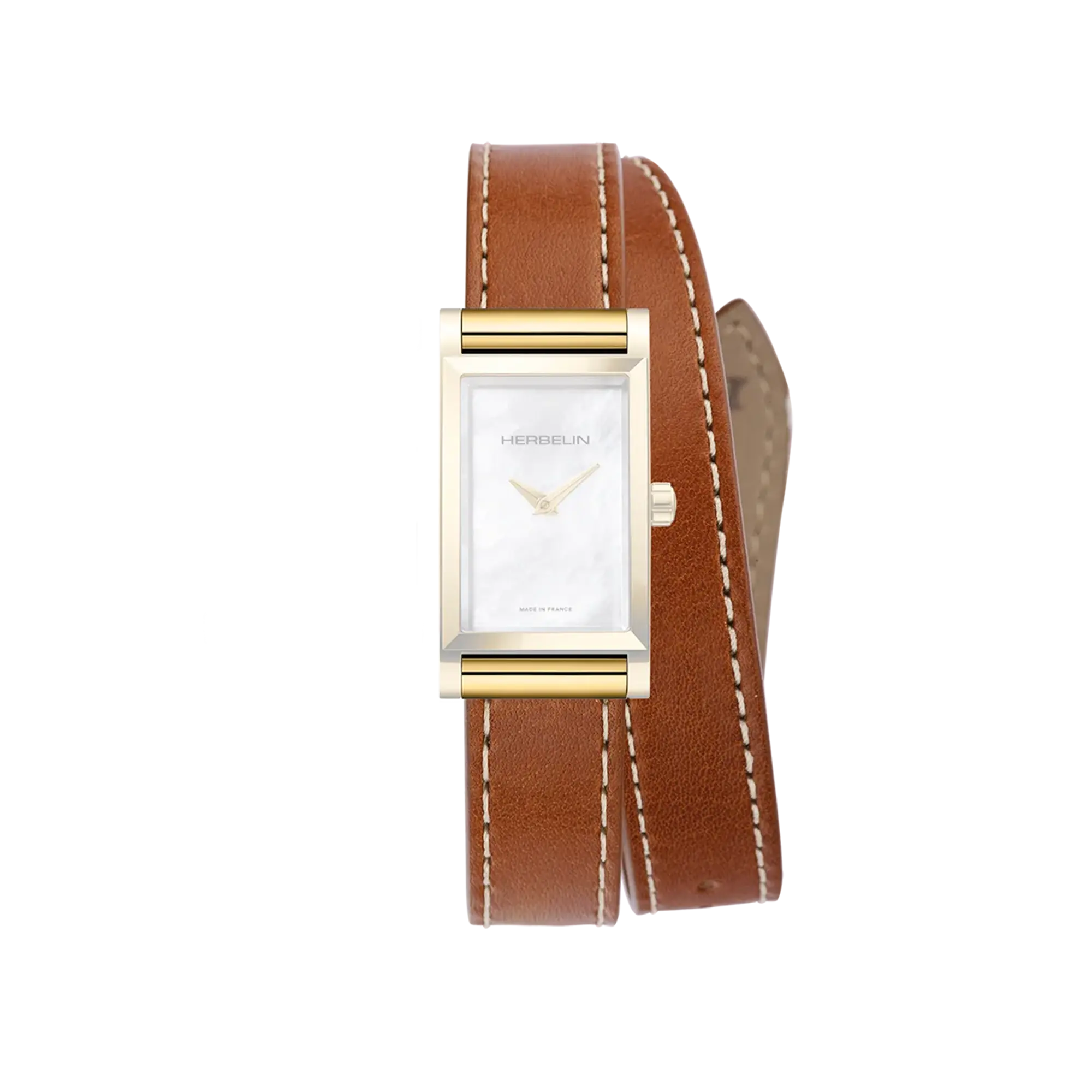 herbelin-antar-s-bracelet-double-tour-cuir-camel image 2