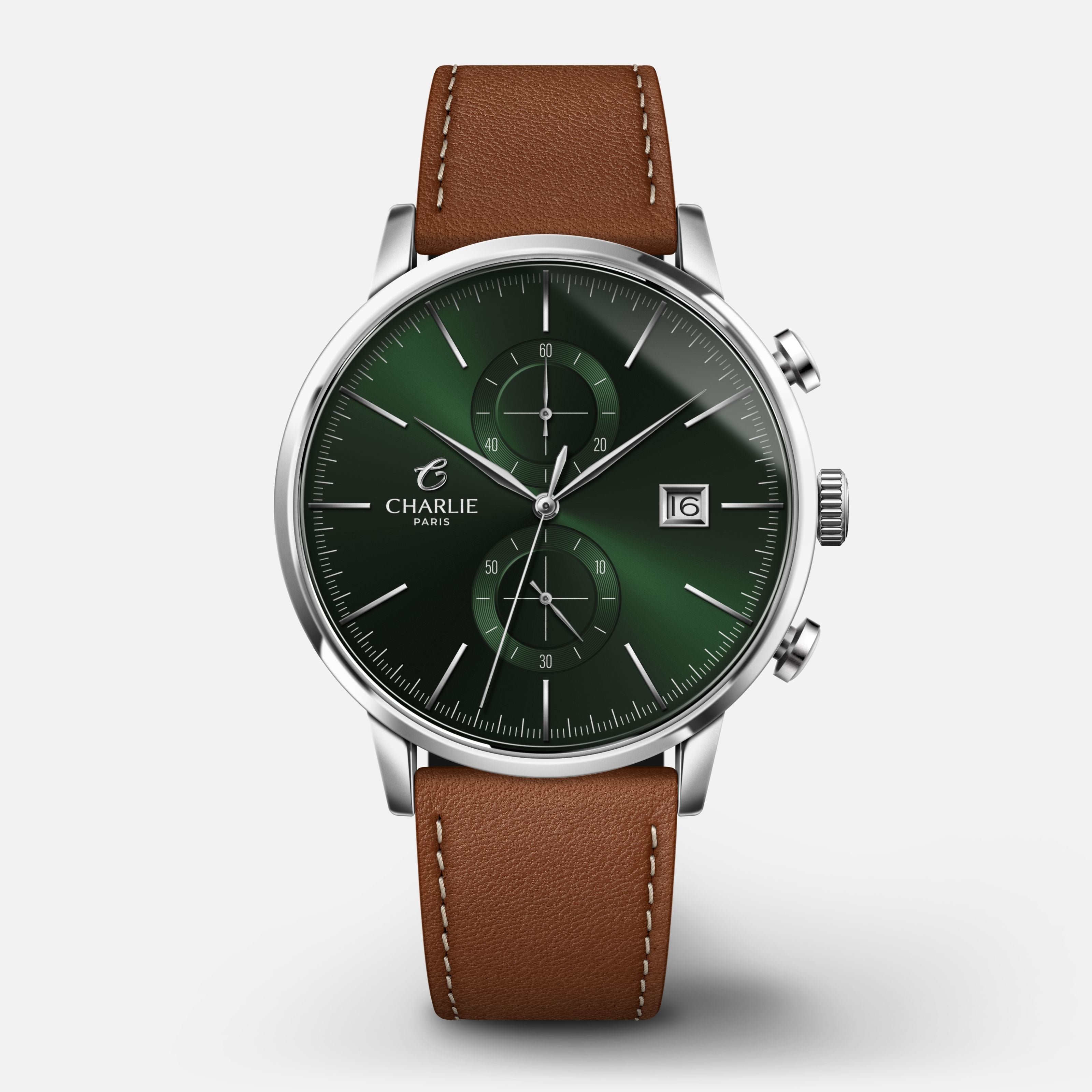 charlie-paris-horizon-montre-chronographe-homme-40mm-cadran-vert image 1