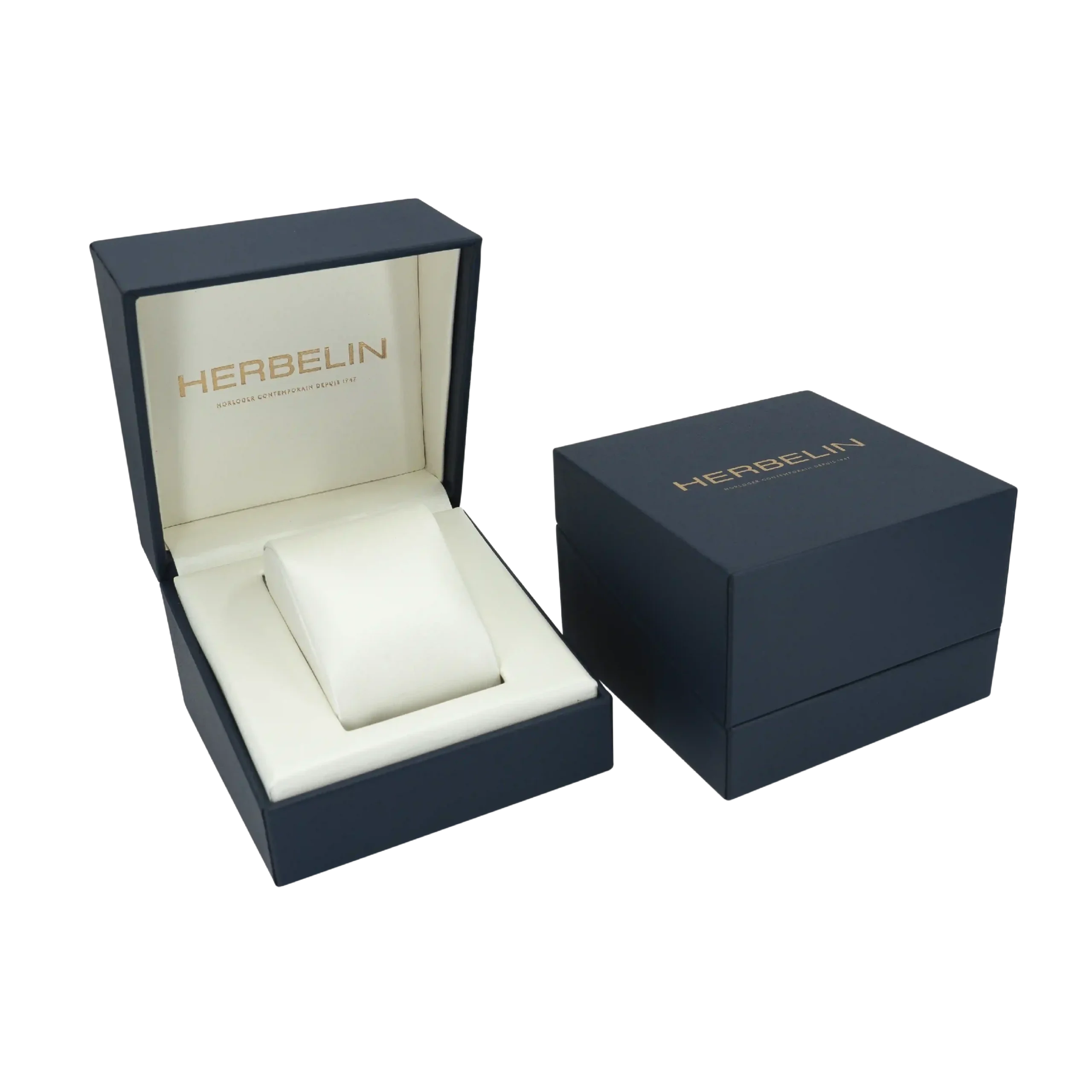 herbelin-art-d-co-quartz-acier-dor-cuir-noir-montre-femme image 4