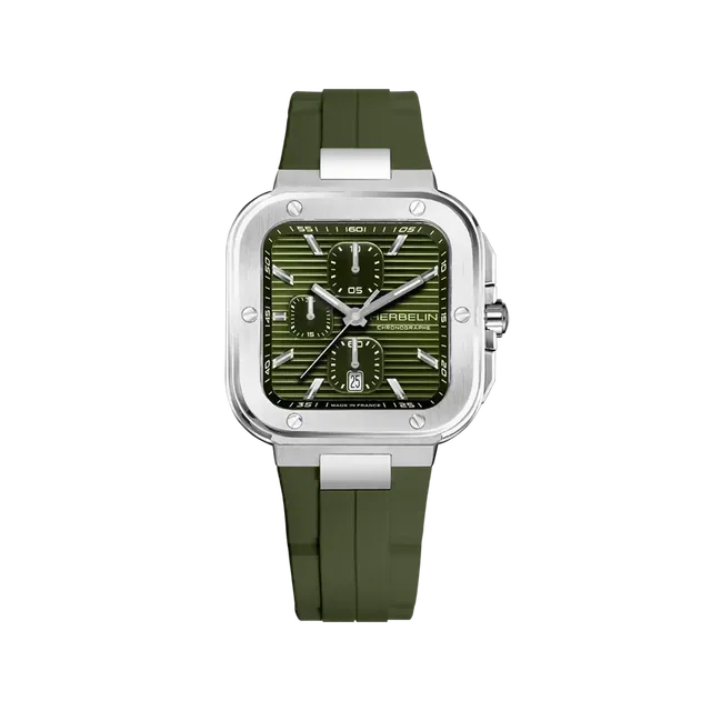 herbelin-cap-camarat-square-chronographe-quartz-kaki-fkm image 1