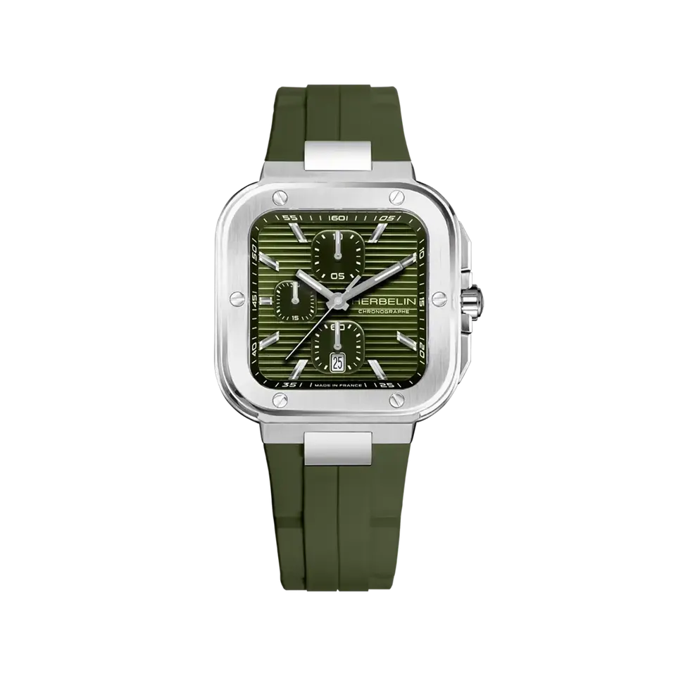 herbelin-cap-camarat-square-chronographe-quartz-kaki-fkm image 1