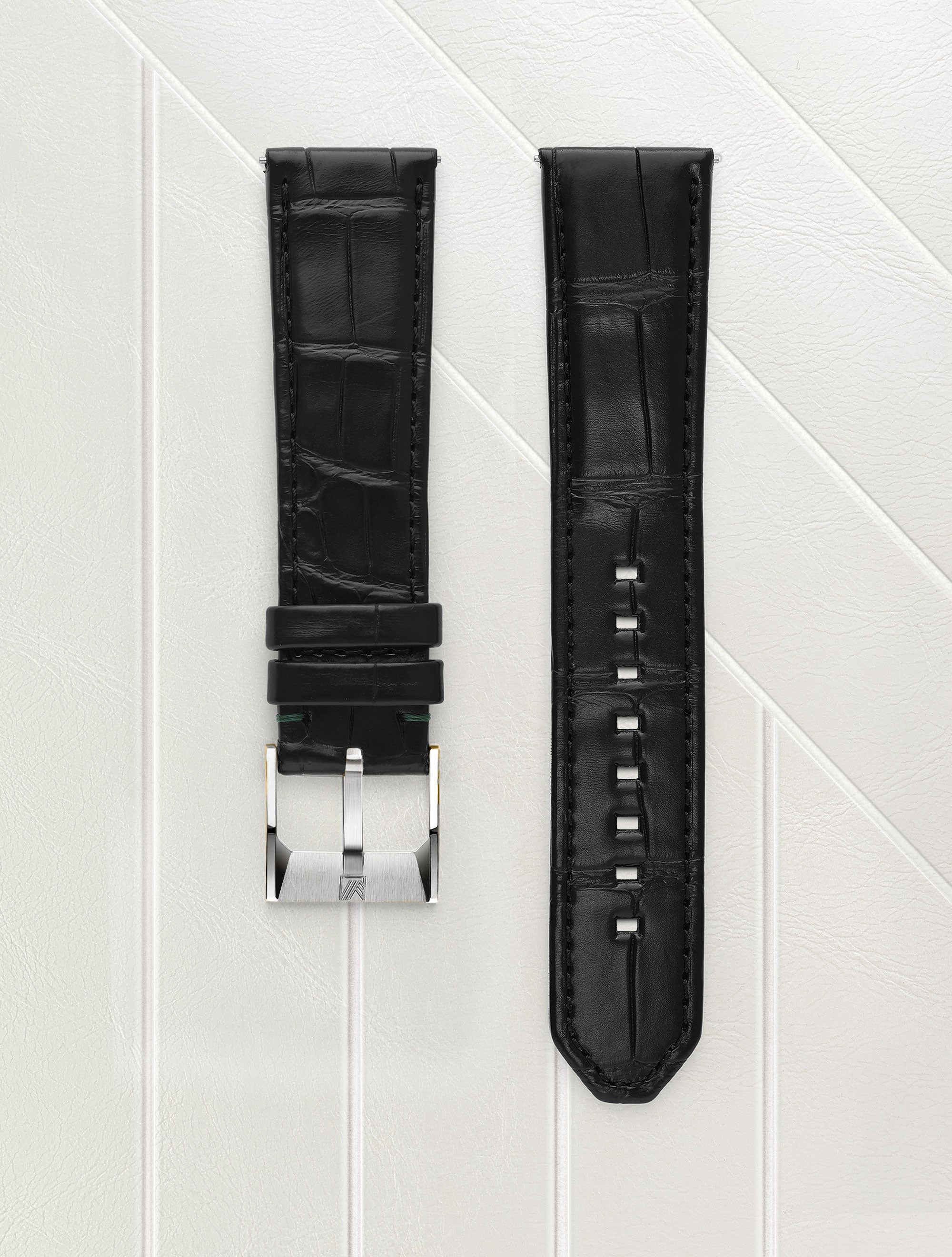 march-la-b-bracelet-alligator-noir-20-mm-bracelet-cuir-interchangeable image 1