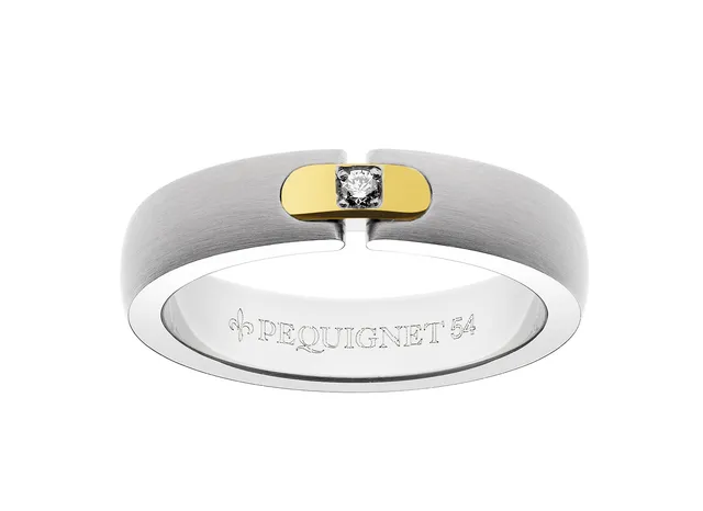 pequignet-moorea-bague-acier-or-jaune-diamant-6 image 1