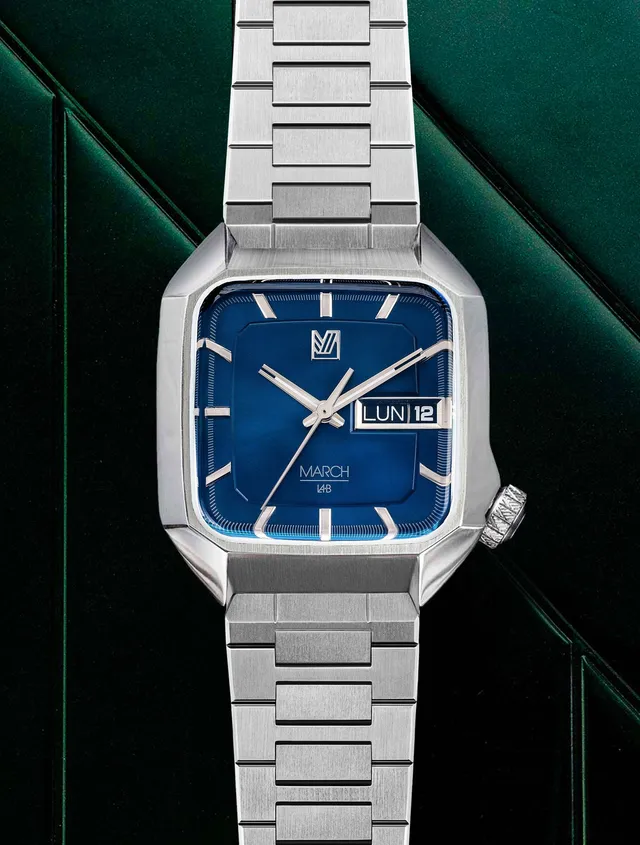 march-la-b-am2-electrique-ocean-montre-homme-octogonale-39-mm-cadran-bleu image 1