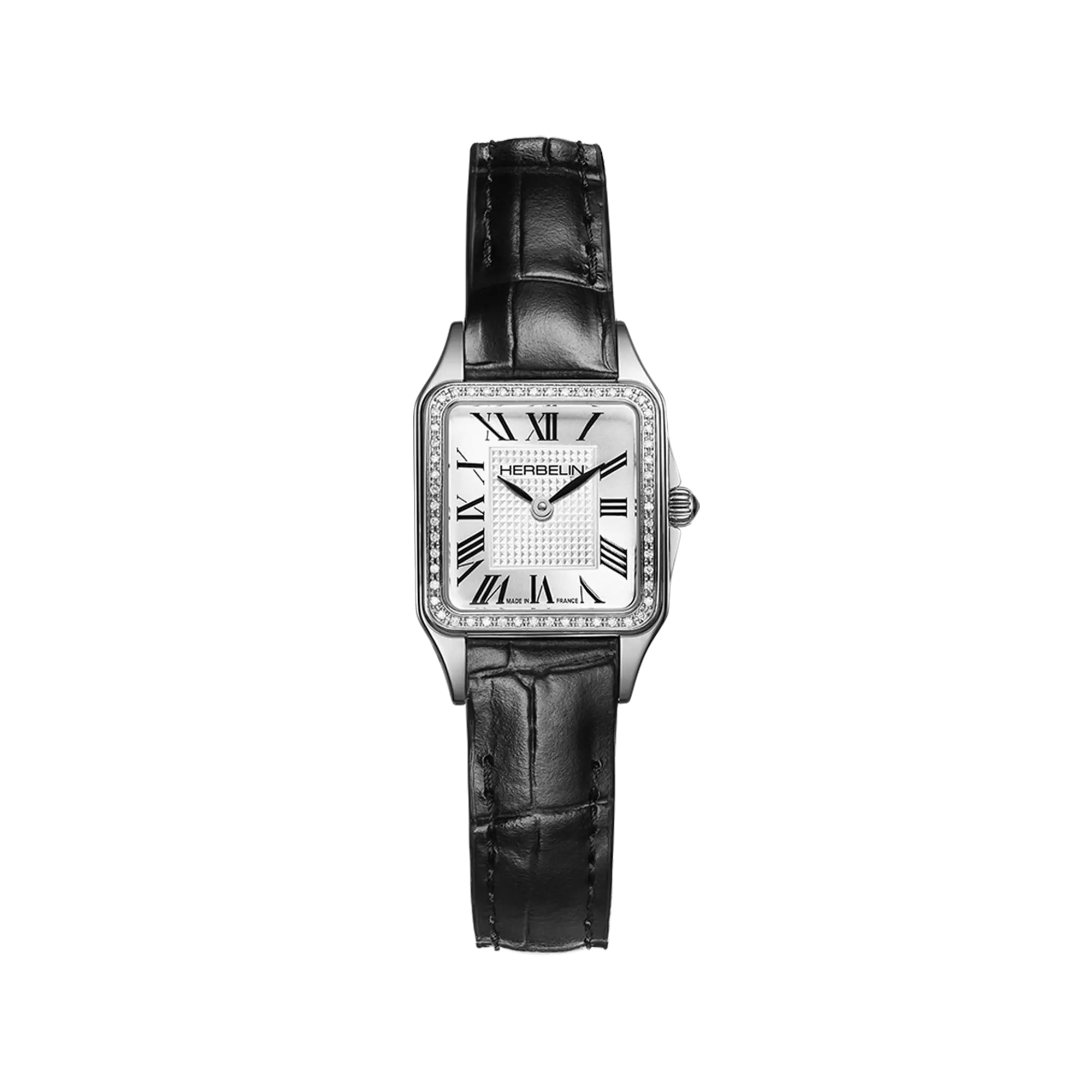 herbelin-luna-mini-quartz-montre-femme-diamants-cuir-noir image 1