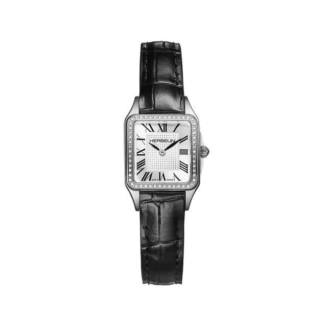 herbelin-luna-mini-quartz-montre-femme-diamants-cuir-noir image 1