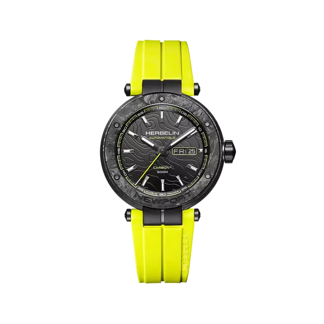 herbelin-newport-carbone-titane-automatique-jaune-montre-homme image 1