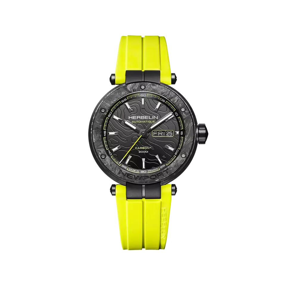herbelin-newport-carbone-titane-automatique-jaune-montre-homme image 1
