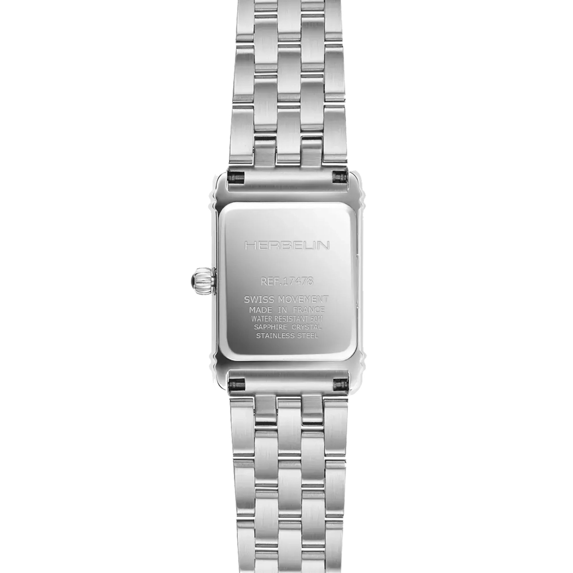 herbelin-art-d-co-quartz-femme-montre-acier-chiffres-romains image 3