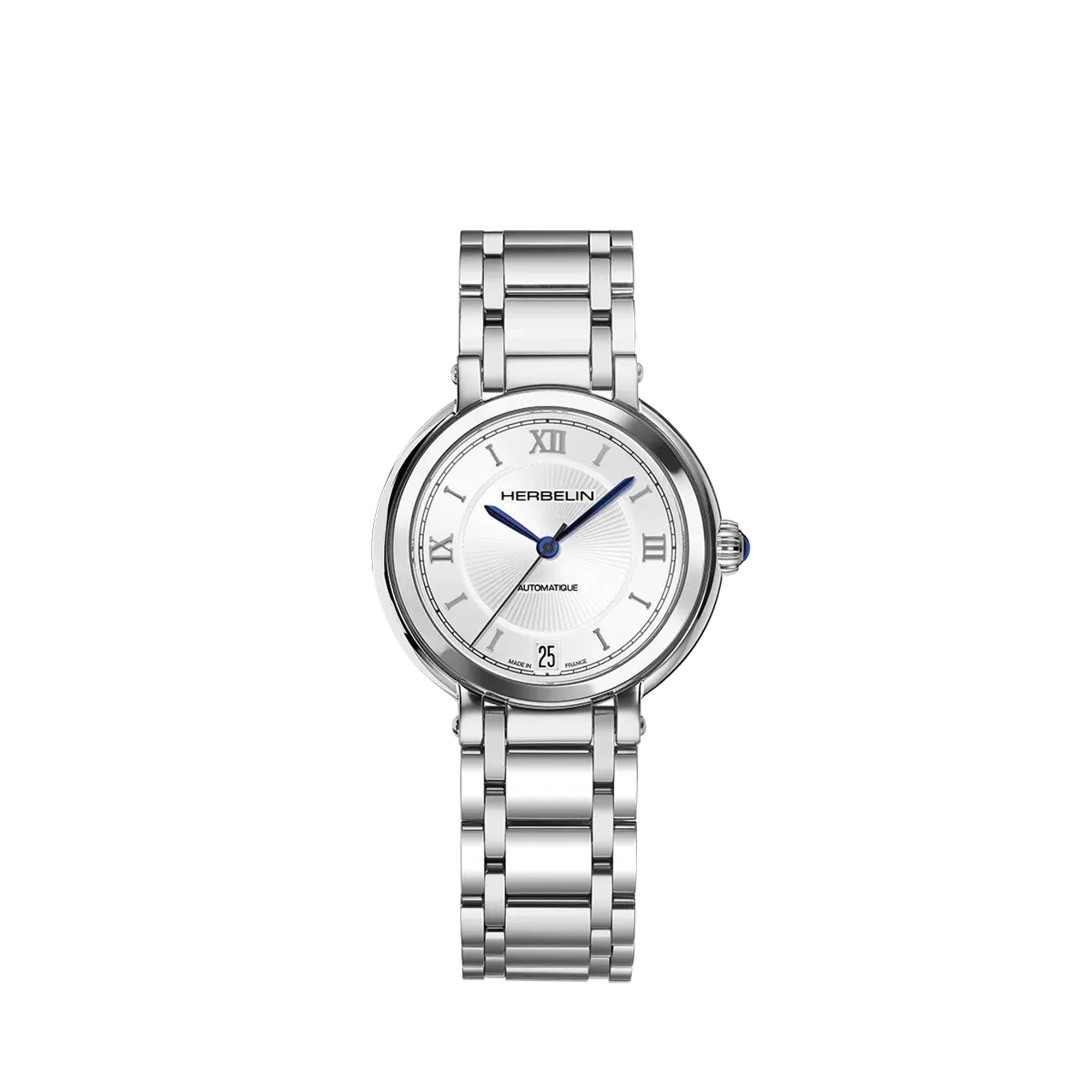 herbelin-galet-automatique-montre-femme-tout-acier-cadran-guilloch image 1
