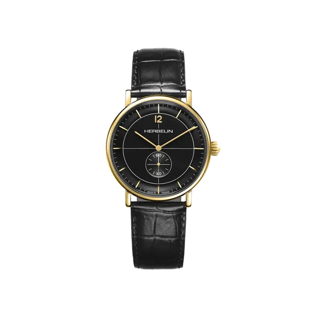 herbelin-inspiration-petite-seconde-cuir-noir-homme-40-mm image 1