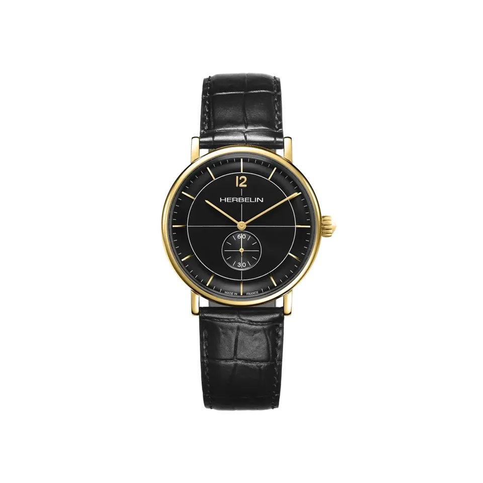 herbelin-inspiration-petite-seconde-cuir-noir-homme-40-mm image 1