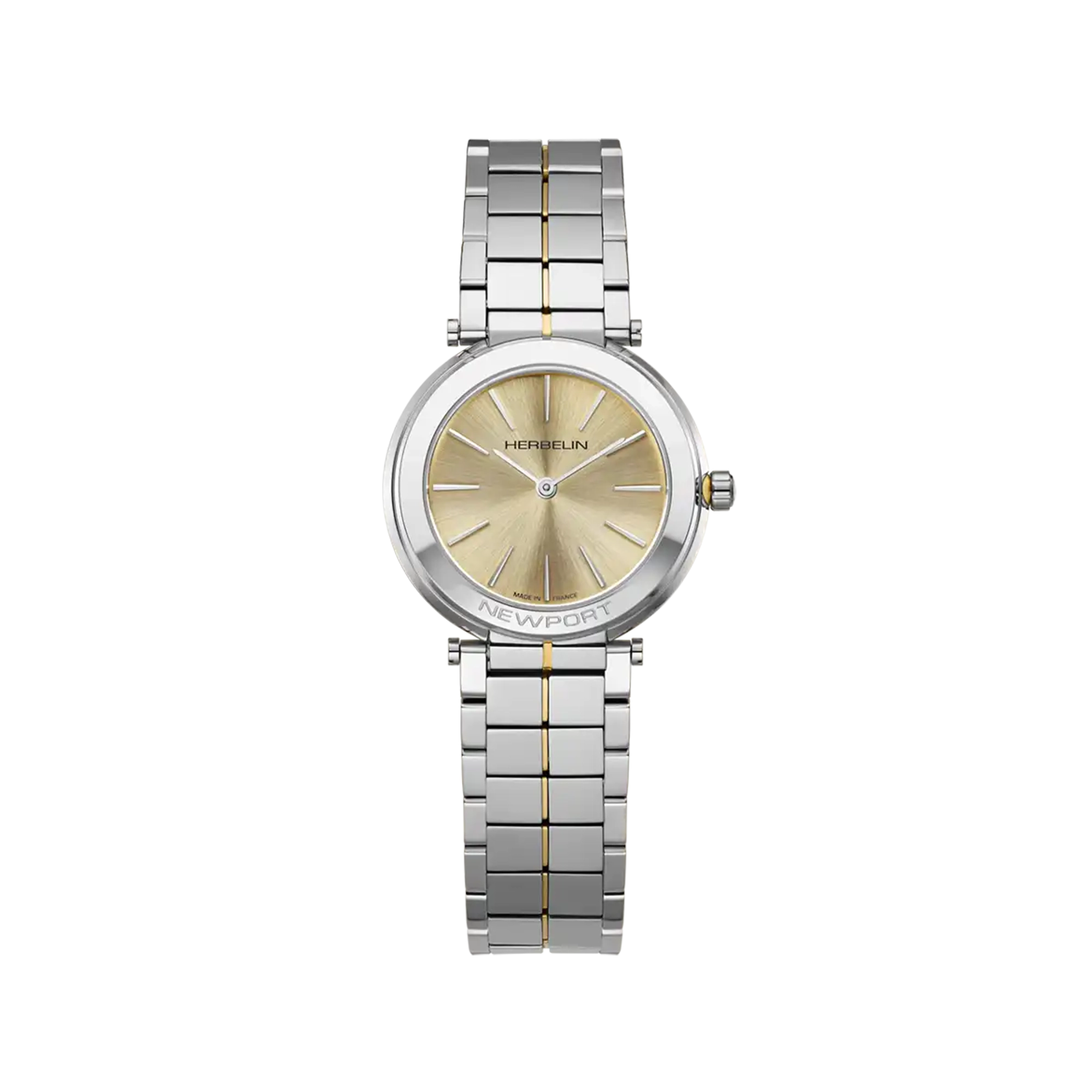 herbelin-newport-slim-quartz-montre-femme-champagne-acier image 1
