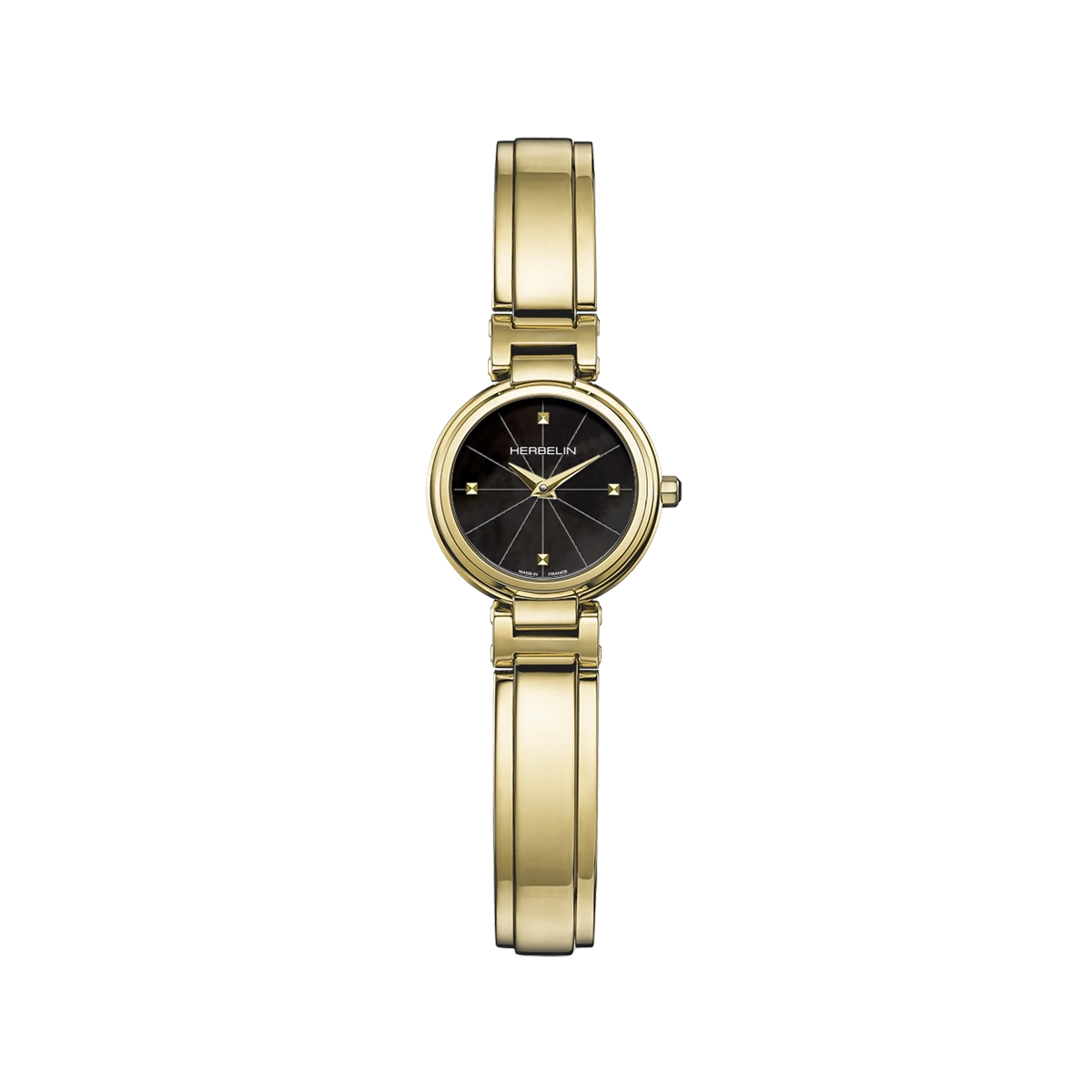 herbelin-lady-h-quartz-montre-femme-pvd-or-jaune-nacre-noire image 1