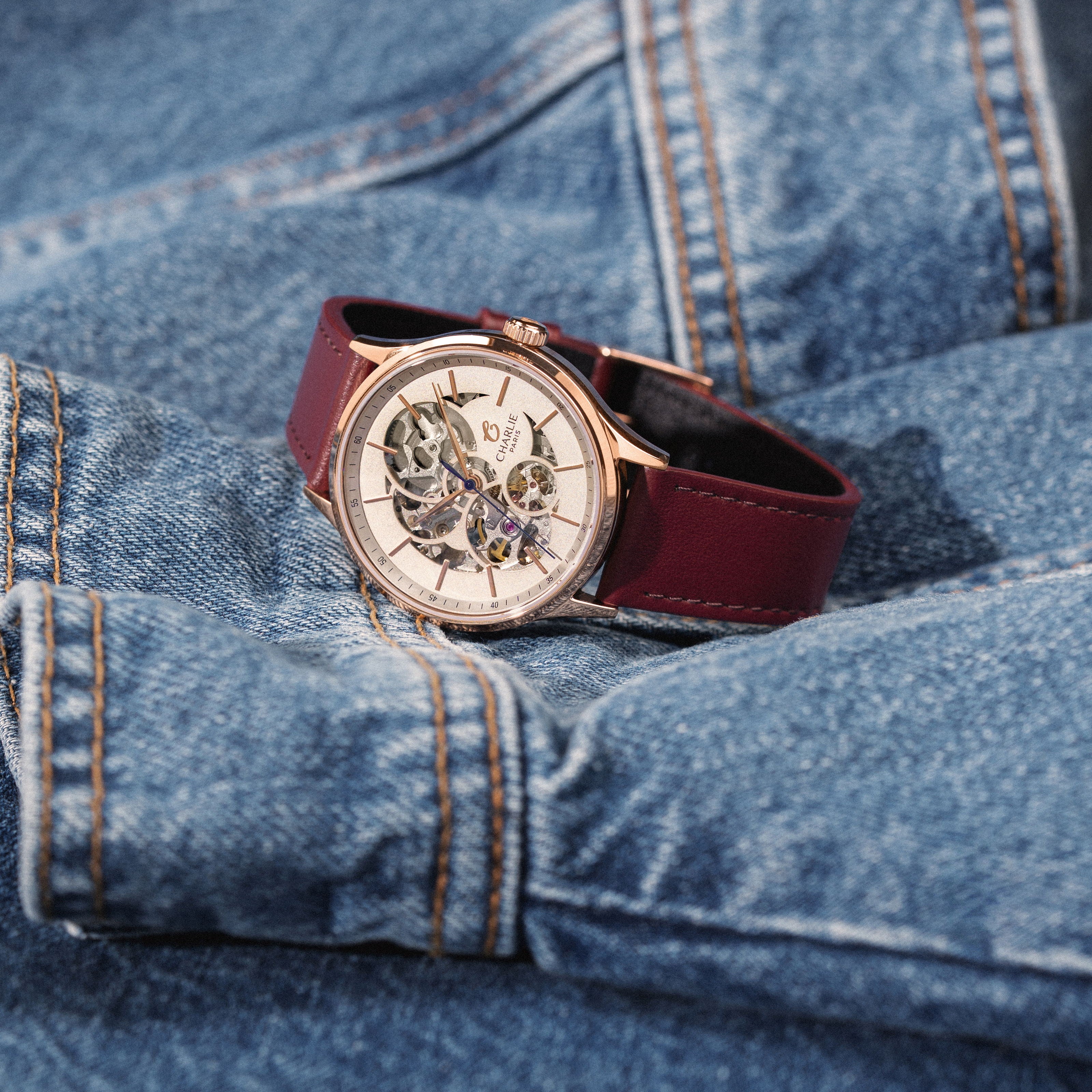 charlie-paris-bracelet-montre-cuir-lisse-bordeaux-18mm image 2