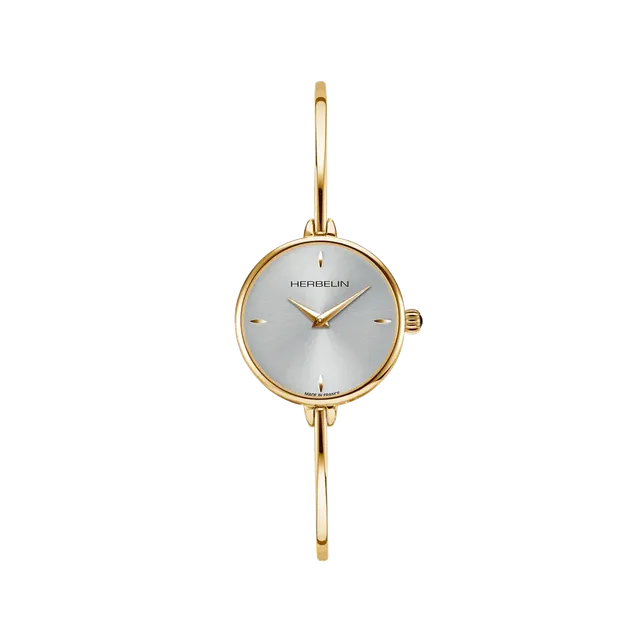 herbelin-fil-quartz-montre-femme-ronde-dor-blanc-acier-316l image 1